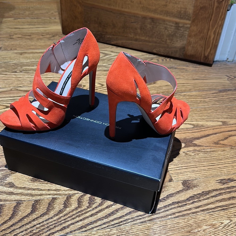 Orange French Connection Suede Heels - Picture 2 of 5
